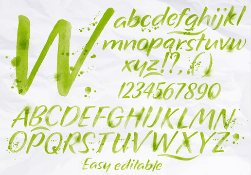 Modern alphabet green color.