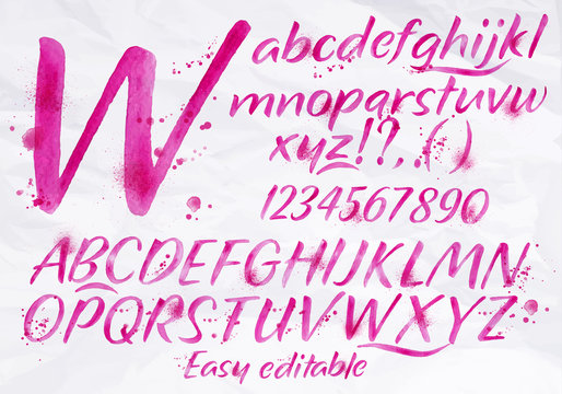 Modern Alphabet Pink Color.