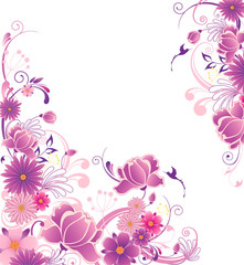 Obraz na płótnie Canvas Floral background with pink and violet flowers