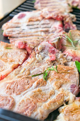 Pork chops on a grill