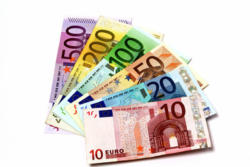 Geldfächer mit 500, 200, 100, 50, 20, 10 Euroscheinen