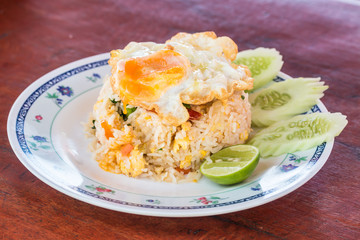 Fried rice with fried egg in Thai style