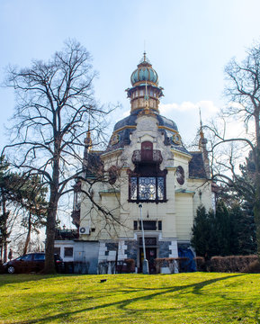 hanavsky pavilion situated in letna orchards in prague.