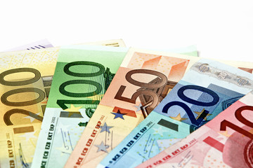 Geldfächer mit 200, 100, 50, 20, 10 Euroscheinen
