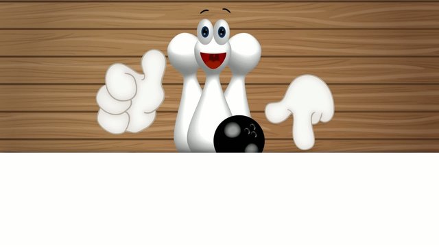 Funny cone pin with bowling ball cartoon comic illustration