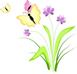 Naklejka premium Flower with butterflies