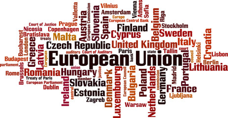 Fototapeta na wymiar European Union word cloud concept. Vector illustration