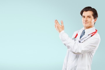 Analysis. Clinical doctor examinating modern heartbeat graphics