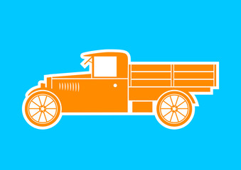 Truck vector icon on blue background