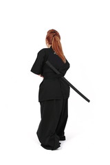 Woman training Haidong Gumdo, a martial art, Kendo form