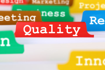Quality control and management register in business concept serv