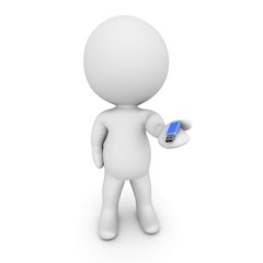 3D Character Holding Small USB Stick