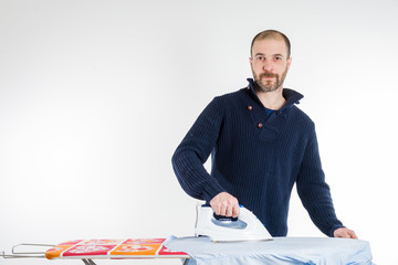 awesome man ironing