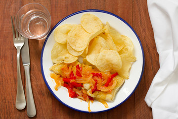 fried codfish with vegetables