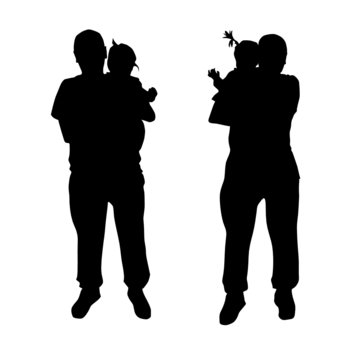 father with baby vector silhouette