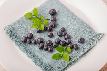 Blueberry on white plate