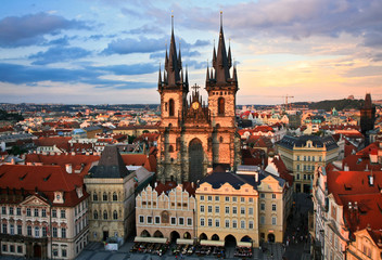 Fototapeta na wymiar Colourful sunset in Prague