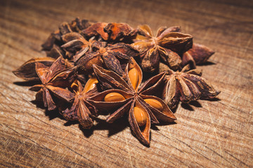 anise on a wooden background