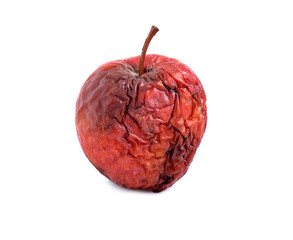 Rotten apple on white background