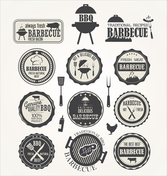 Barbecue retro badge collection