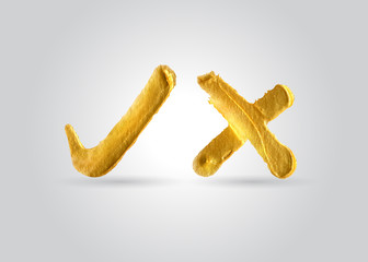 Golden check mark. Vector illustration