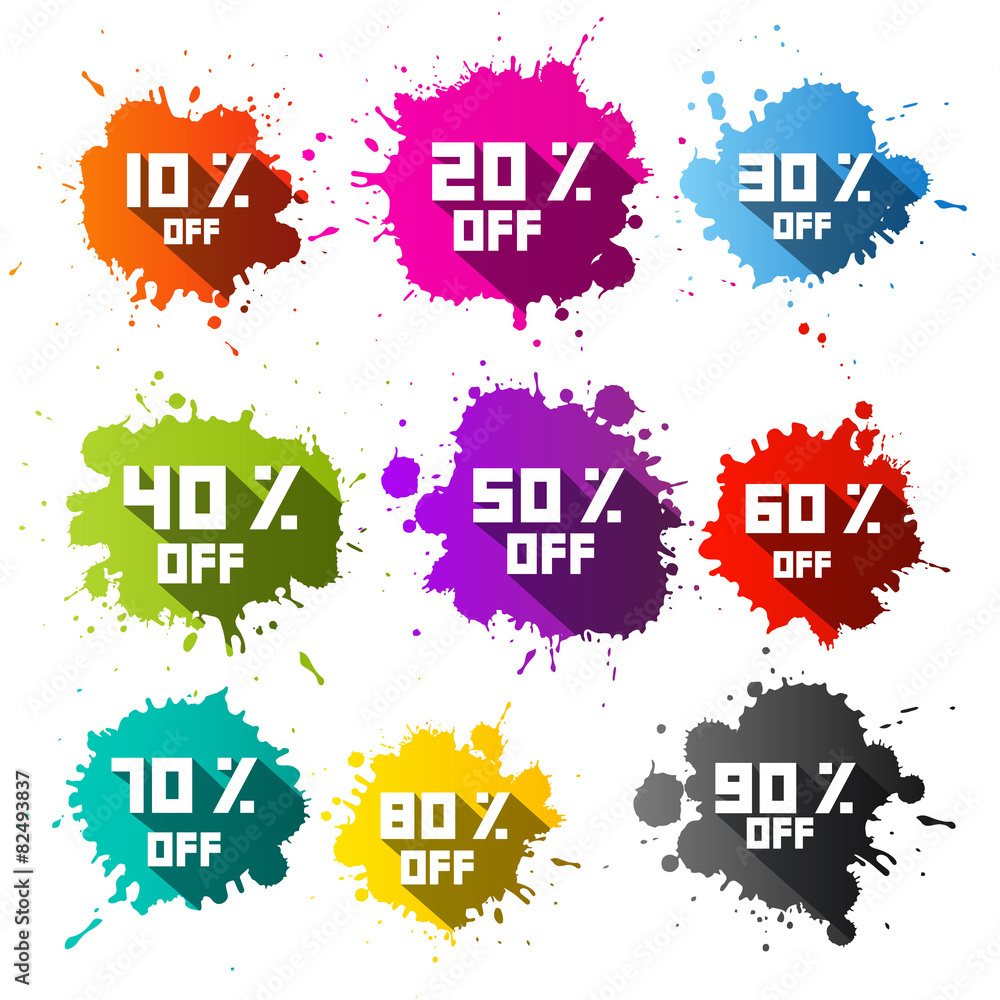 Canvas Prints Colorful Vector Discount Sale Blots - Splashes Set