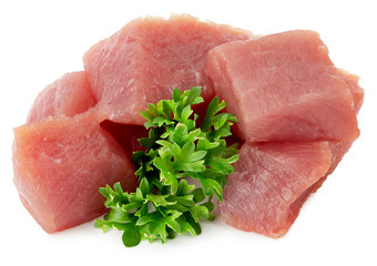 meat with parsley isolated on a white background