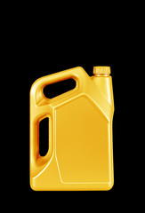 Engine oil canister  isolated on black background.
