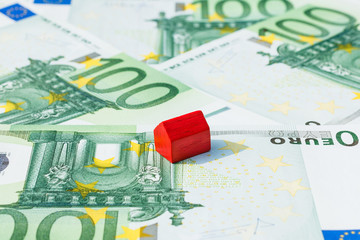 Concept house sell money euro red