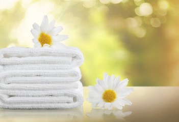 Obraz na płótnie Canvas Towel. Towels and Daisies