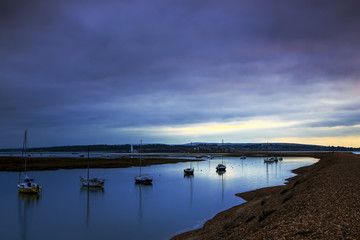 Fototapeta na wymiar Sunrise at Hurst Spit with Isle of Wight in Background