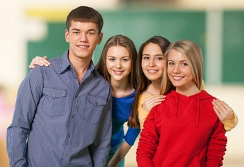 Teenager. Close-up of teenage boys and girls laughing