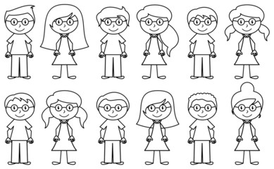 Set of Cute and Diverse Stick People in Vector Format - 82496486