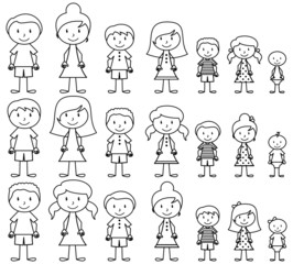 Set of Cute and Diverse Stick People in Vector Format - 82496493