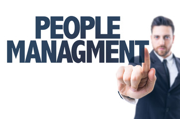 Business man pointing the text: People Management