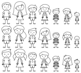 Set of Cute and Diverse Stick People in Vector Format - 82496499