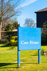 Sign for elderly people 'Care Home' at the entrance of a Suffolk