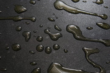 Hot oil on a pan close up dark background