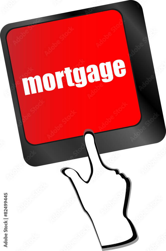Poster keyboard with single button showing the word mortgage vector