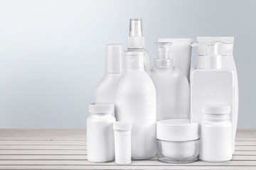 Blank. Still life portrait of a group of product packaging