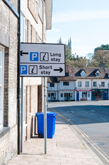 Public car park information sign in rural Suffolk