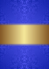 blue and golden background with vintage ornaments