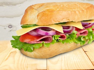 Sandwich. Sandwich with salami