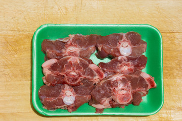 Diced chunks of raw lamb and mutton meat isolated