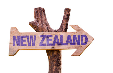 New Zealand wooden sign isolated on white background