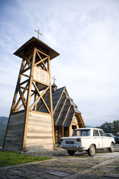 Wooden Church Tower In Drvengrad Of Emir Kusturica