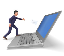 Man Sending Email Represents Biz Commerce And Corporate