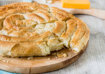 Close up to cheese pie
