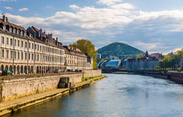 Wall murals City on the water View of Besancon over the Doubs River - France