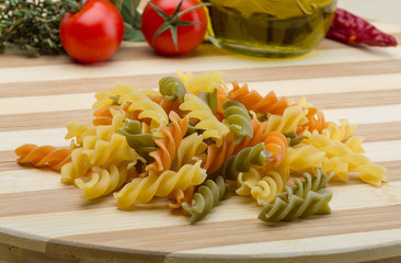 Raw fusilli pasta